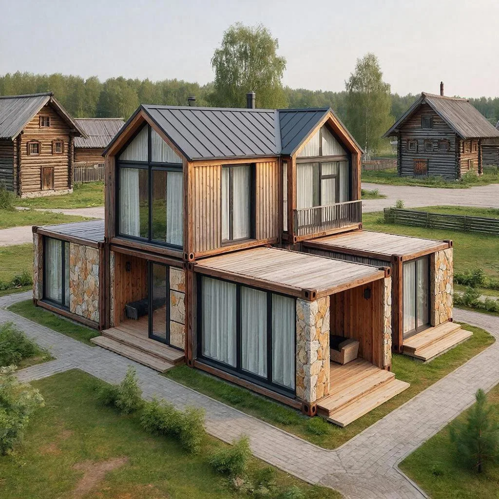 Проект дома из 4 контейнеров: гармония стиля, уюта и практичности